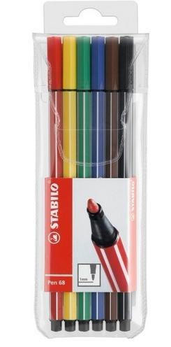 Flamastry 6 kolorów STABILO Pen 68
