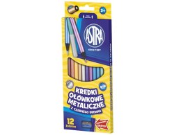 Kredki ołówkowe ASTRA metaliczne 12 kolorów z temperówką
