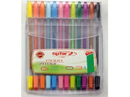 Długopisy żelowe RYSTOR GZ brokat/brokat fluo 12 kolorów etui