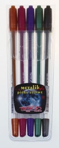 Długopisy żelowe RYSTOR GZ metalik 5 kolorów etui