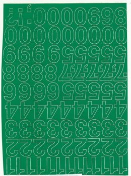 Cyfry samoprzylepne ART-DRUK 25mm zielone Helvetica 10 arkuszy