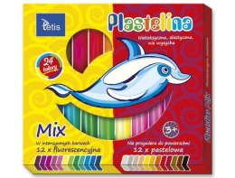Plastelina TETIS mix fluo&pastel 24 kolory