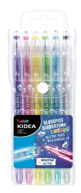 Długopisy diamentowe z brokatem 6 kolorów KIDEA