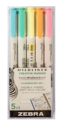 Marker Mildliner Fluorescent 5 kolorów