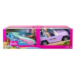 Barbie Przejażdżka 2 lalki + samochód + motorówka