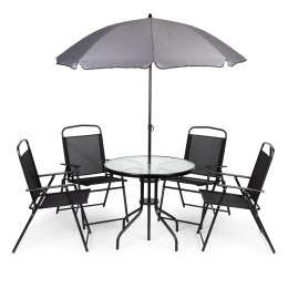 Komplet mebli ogrodowych stolik 4 krzesła parasol
