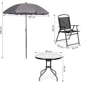 Komplet mebli ogrodowych stolik 4 krzesła parasol