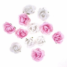 Róże papierowe białe różowe 12szt