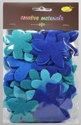 Kwiatki z filcu tonacja niebieska 60szt