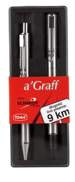 Zestaw piszący AGRAFF :Długopis automatyczny AGraff + pióro wieczne AGraff CHROM Etui