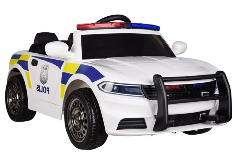 SAMOCHÓD POLICYJNY AUTO POLICJA NA AKUMULATOR JC 666 auto na akumulator dla dzieci, koła EVA, Ecoskóra + PILOT /3772