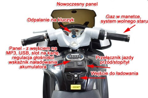 Motor na akumulator HZB118 NAJWIĘKSZY SZYBKI MOTOR ŚCIGACZ 118, MIĘKKIE KOŁA, MIĘKKIE SIEDZENIE, GAZ W RĄCZCE, HAMULEC /HZB118