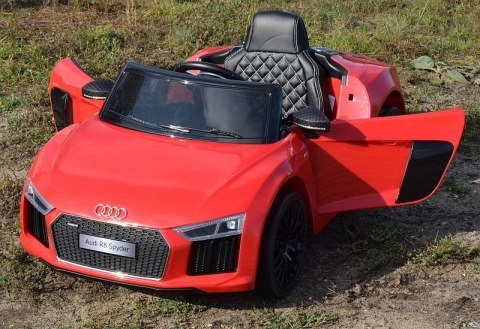 ORYGINALNE AUDI R8 SPYDER W NAJLEPSZEJ WERSJI, MIĘKKIE SIEDZENIE, PILOT 2.4 GHZ/ 2198