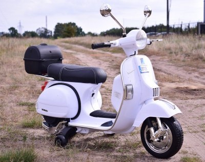 ORYGINALNA VESPA PX150, MIĘKKIE KOŁA, MIĘKKIE SIEDZENIE, KUFEREK/PX150