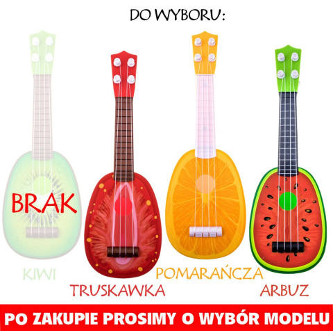 Owocowa ukulele GITARA dla dzieci gitarka IN0033