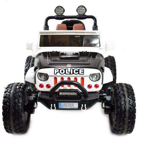 JEEP BUGGY POLICJA MEGA KOŁA Z AMORTYZATORAMI PILOT 4X4, PANEL, PRZESUWANE SIEDZENIE, /SX-1719