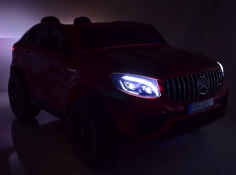 MERCEDES GLC 63S LICENCJA, 4X4, 2x12V, WALIZKA, MIĘKKIE KOŁA EVA, MIĘKKIE SIEDZENIE, LAKIER POLEROWANY, FULL OPCJA/XMX608