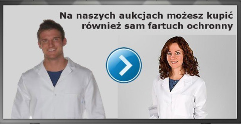 Biały FARTUCH laboratoryjny biały kitel 100% bawełna + OKULARY LABORATORYJNE Biały fartuch medyczny kitel