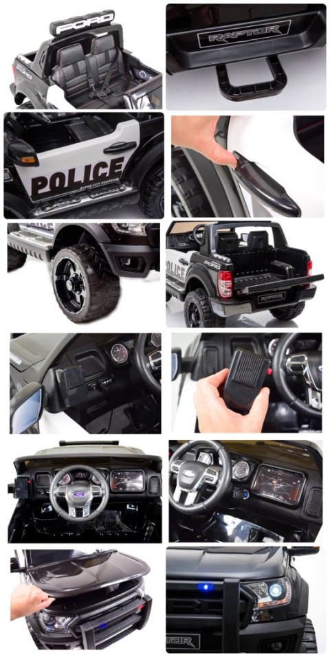 FORD RANGER F150RP POLICJA LICENCJA, MIĘKKIE KOŁA EVA, WOLNY START, KLUCZYK FULL OPCJA 12V F ORD RAPTOR POLICJA