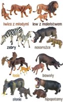 Zwierzęta FIGURKI Zebra Łoś Lew Bawół ZA2218 2 słonie