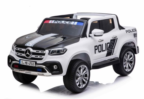 MERCEDES X LICENCJA POLICJA, 4X4 ,2x12V, MIĘKKIE KOŁA EVA, MIĘKKIE SIEDZENIE, 5 PUNKTOWE PASY /XMX606