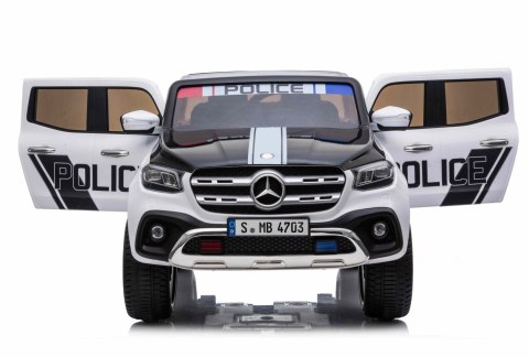 MERCEDES X LICENCJA POLICJA, 4X4 ,2x12V, MIĘKKIE KOŁA EVA, MIĘKKIE SIEDZENIE, 5 PUNKTOWE PASY /XMX606