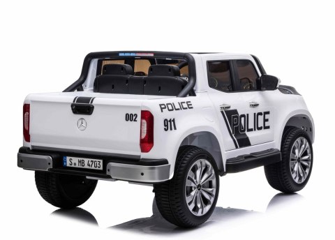 MERCEDES X LICENCJA POLICJA, 4X4 ,2x12V, MIĘKKIE KOŁA EVA, MIĘKKIE SIEDZENIE, 5 PUNKTOWE PASY /XMX606