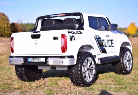 MERCEDES X LICENCJA POLICJA, 4X4 ,2x12V, MIĘKKIE KOŁA EVA, MIĘKKIE SIEDZENIE, 5 PUNKTOWE PASY /XMX606