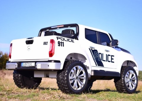 MERCEDES X LICENCJA POLICJA, 4X4 ,2x12V, MIĘKKIE KOŁA EVA, MIĘKKIE SIEDZENIE, 5 PUNKTOWE PASY /XMX606