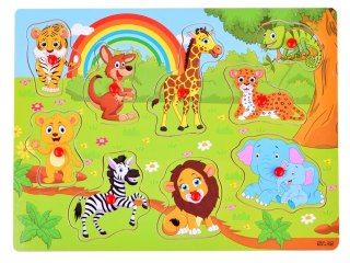 Puzzle drewniane zwierzątka ZOO układanka ZA2802