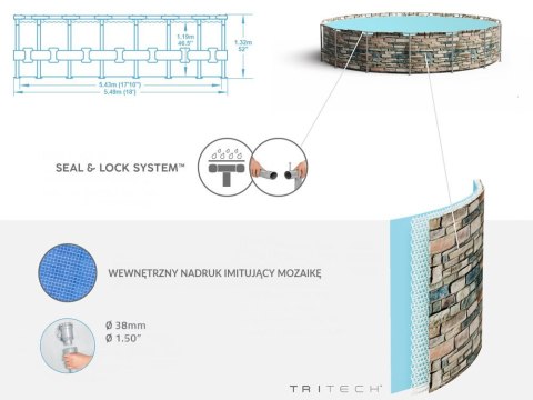 Bestway Basen stelażowy 549x132 kamień 11w1 56886