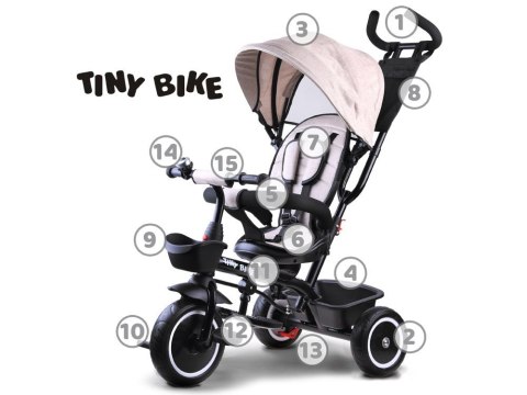 Rowerek trójkołowy Tiny Bike 3w1 z daszkiem SP0650