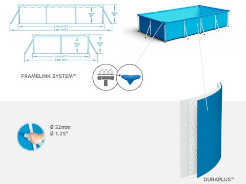 Bestway basen Stelażowy 300x201x66cm 3,300L 56404