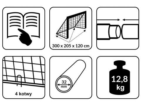 BRAMKA PIŁKARSKA 300x205x120cm dla dzieci SP0665