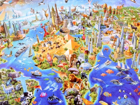 Puzzle edukacyjne Kontynenty mapa 1000 ele ZA3962