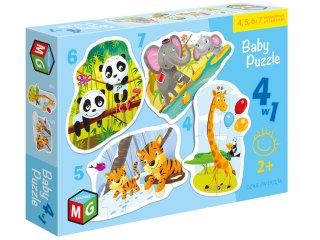 Baby Puzzle 4w1 układanki DZIKIE ZWIERZĘTA ZA4030