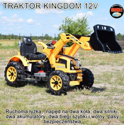 MOCNY TRAKTOR Z ŁYŻKĄ KINGDOM 12V DWIE PRĘDKOŚCI/JS328A