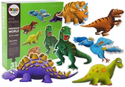 Puzzle Świat Dinozaurów 31 elementów 6 Dinozaurów Diplodok Tyranozaur