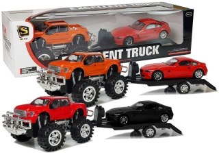 Zestaw Pojazdów Czerwony Monster Truck Czarne BMW Laweta 58 cm