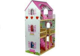 Domek dla lalek Drewniany Melisa Piętrowy Różówy