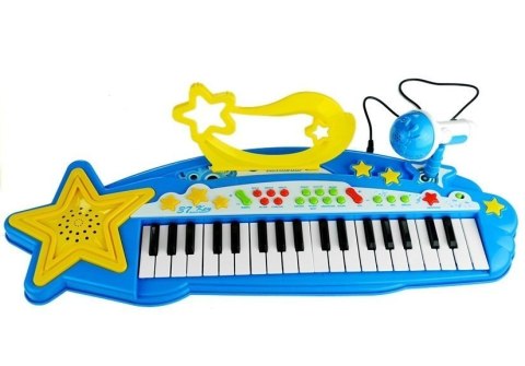 Keyboard Na Nóżkach Stołek MP3 Mikrofon Niebieski