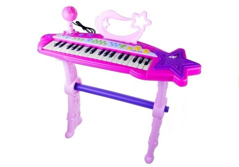 Keyboard Na Nóżkach Stołek MP3 Mikrofon Różowy