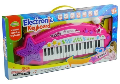 Keyboard Organki 37 Klawiszy MP3 Mikrofon Różowe