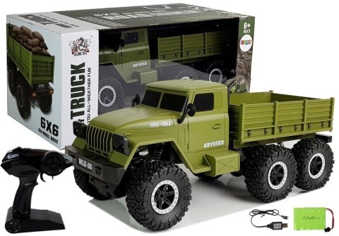 Auto Wojskowe Ciężarówka Wojskowa 6x6 Pilot R/C Zielona