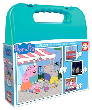 Puzzle 6+9+12+16 Świnka Peppa (walizka) G3