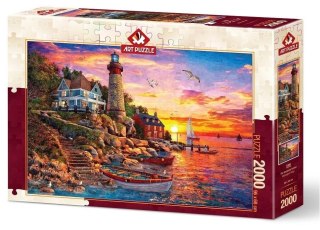 Puzzle 2000 Latarnia z zachodem słońca w tle