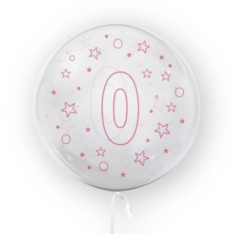 Balon 45cm Gwiazdki cyfra 0 różowy TUBAN