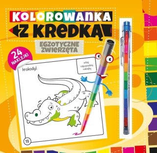 Kolorowanka z kredką. Egzotyczne zwierzęta