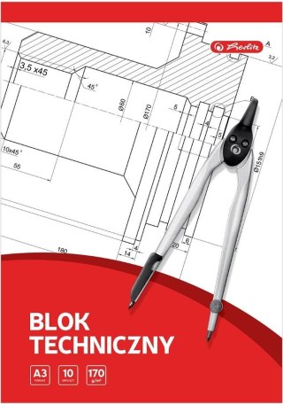 Blok techniczny A3/10K biały (10szt) HERLITZ