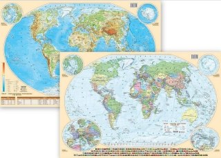 Podkładka na biurko -Mapa polityczno-fizycz. Świat